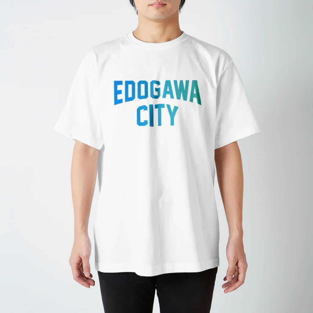 JIMOTO Wear Local Japanの江戸川区 EDOGAWA CITY ロゴブルー スタンダードTシャツ