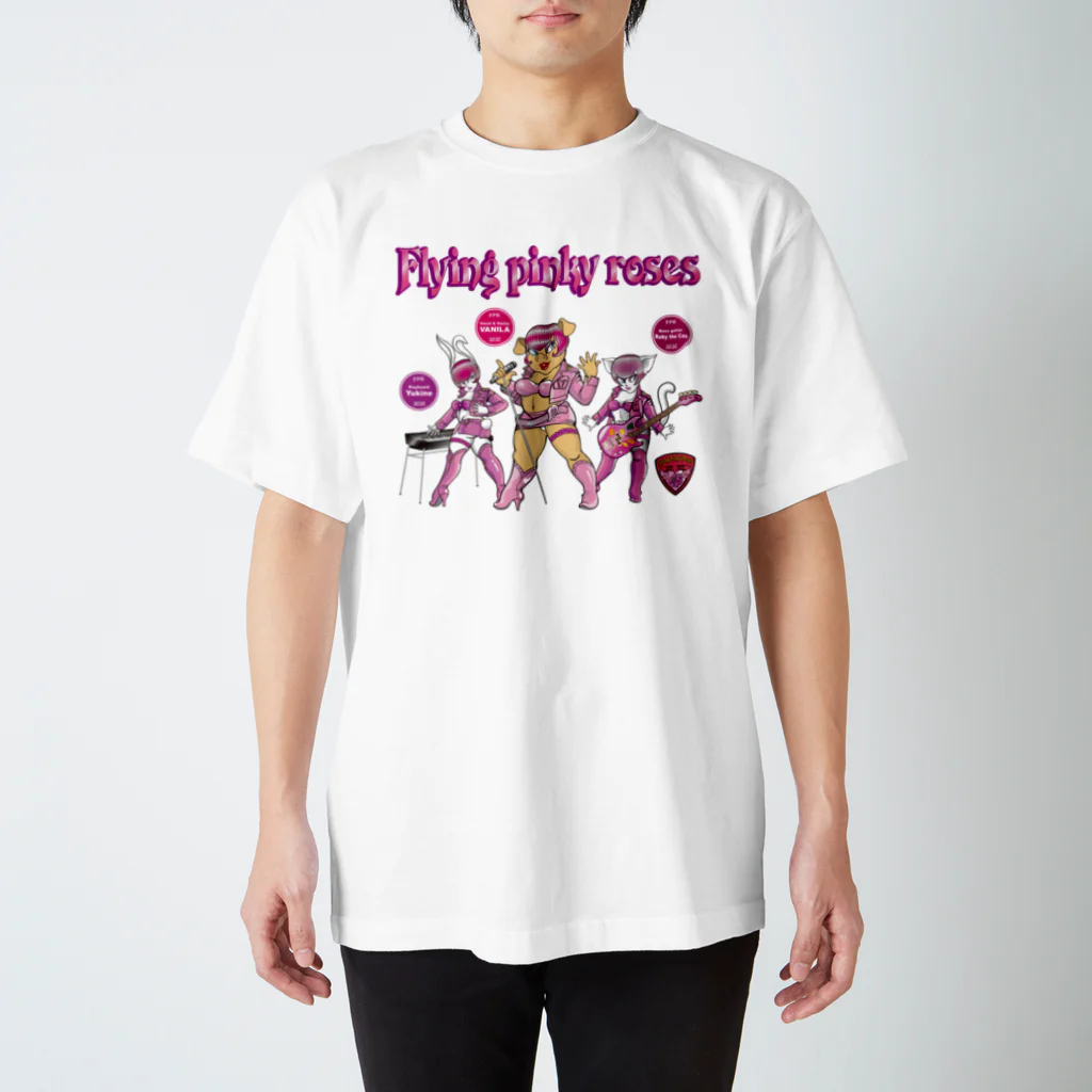 atelier-QのFLYING PINKY ROSES スタンダードTシャツ