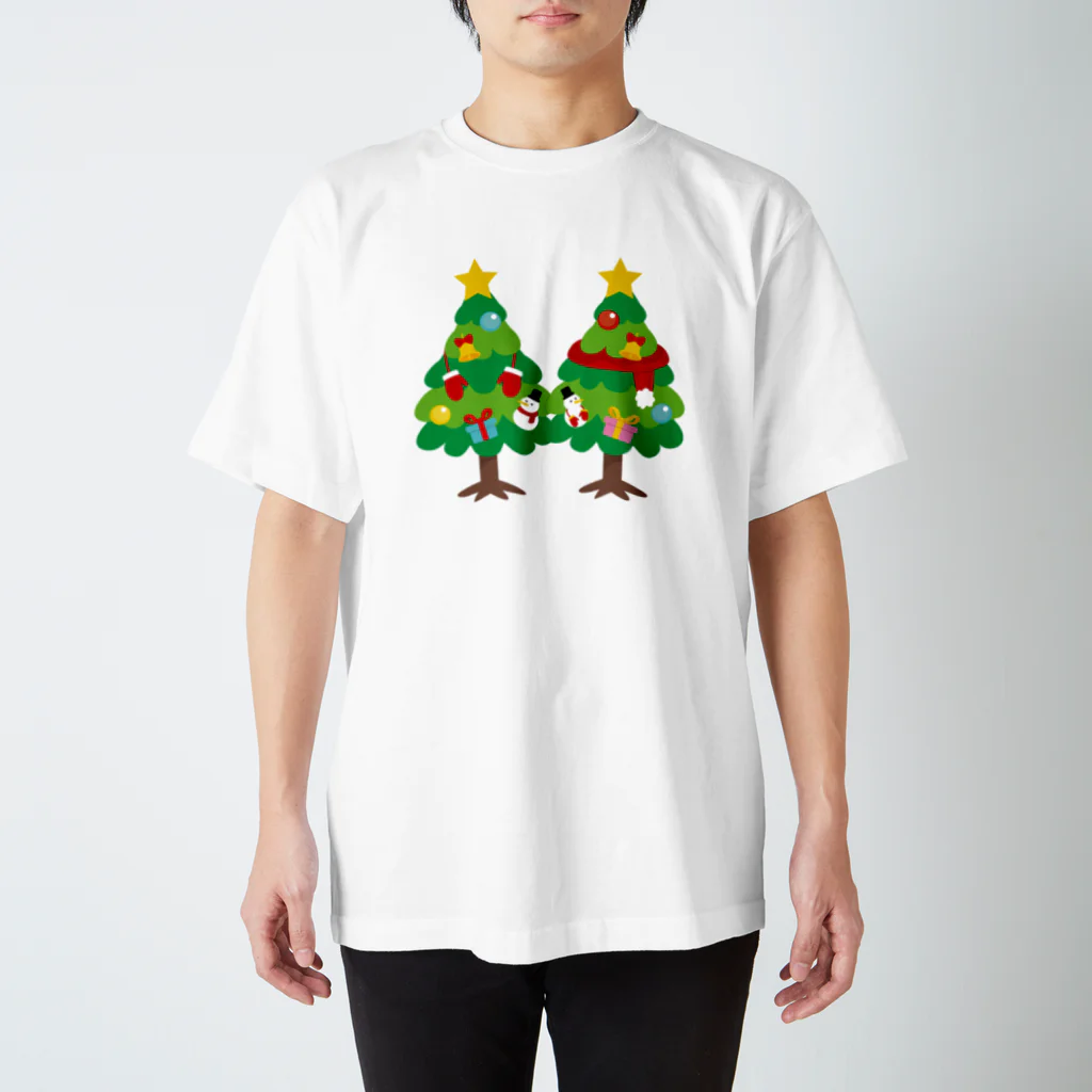 イラスト MONYAAT の林さんのクリスマスA クリスマスツリー スタンダードTシャツ