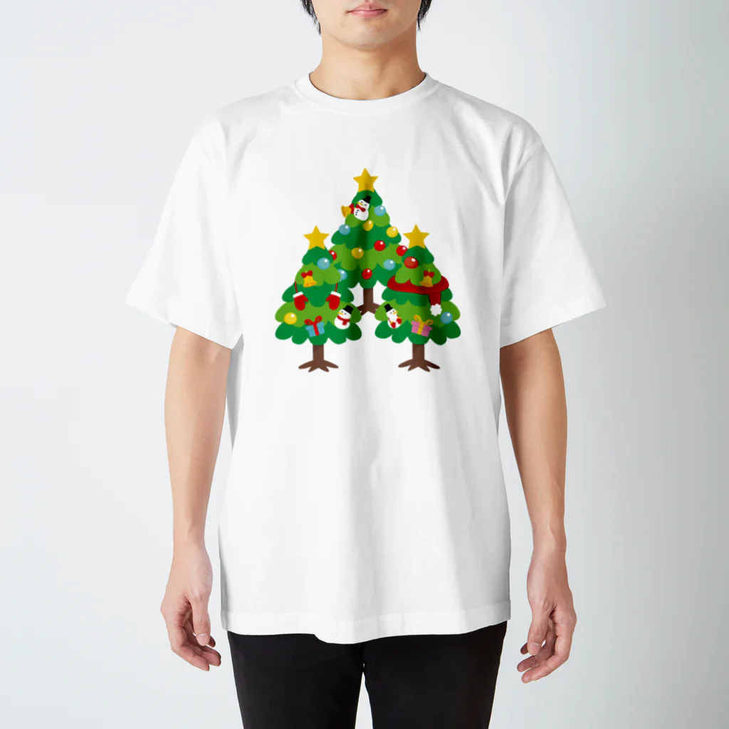 イラスト MONYAAT の森さんのクリスマスA クリスマスツリー スタンダードTシャツ