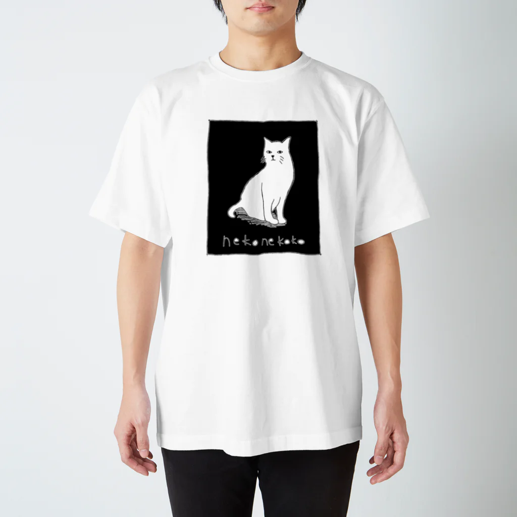 路地裏猫のブラックねこねこ スタンダードTシャツ