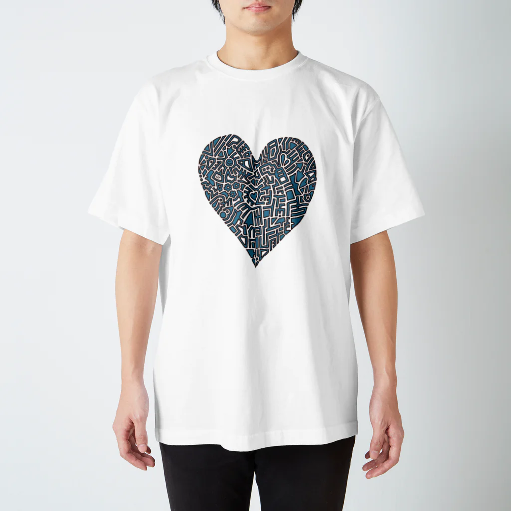 rumaruのBlue  heart Regular Fit T-Shirt