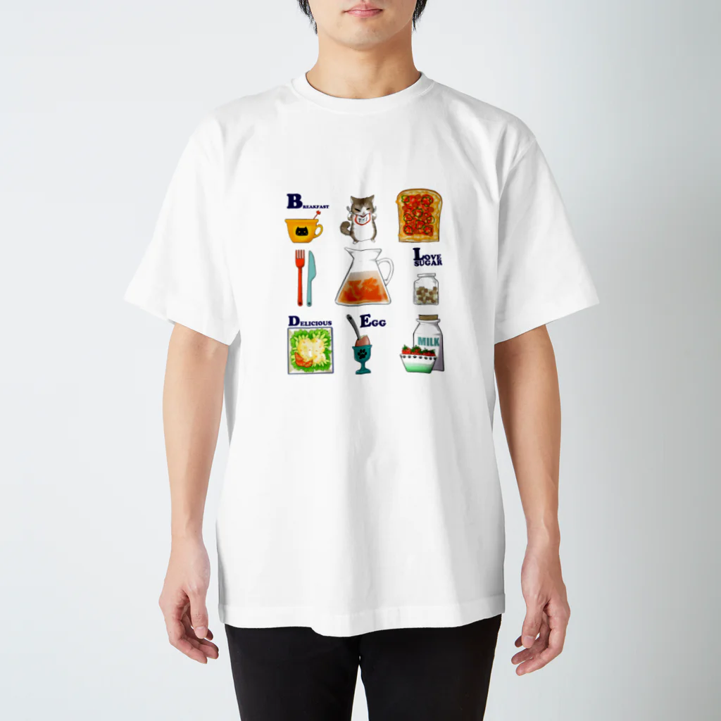 ネコのひたいのニャンコとBREAKFAST スタンダードTシャツ