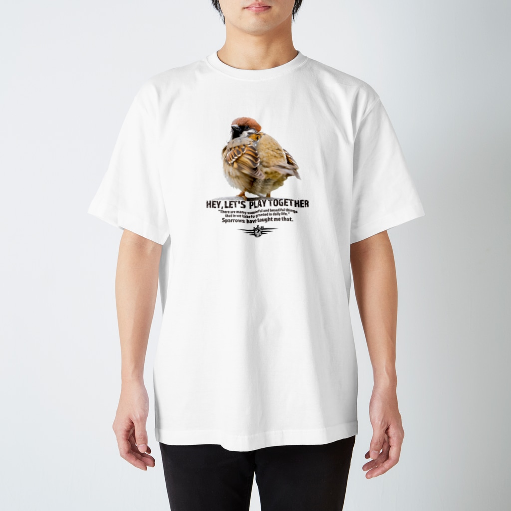 “すずめのおみせ” SUZURI店の一緒に遊ぼう！ #002 Regular Fit T-Shirt