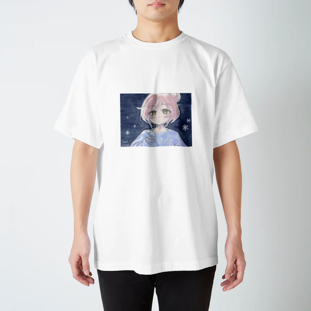 石丸沙織のゆるふわお団子ヘア少女と雪と スタンダードTシャツ