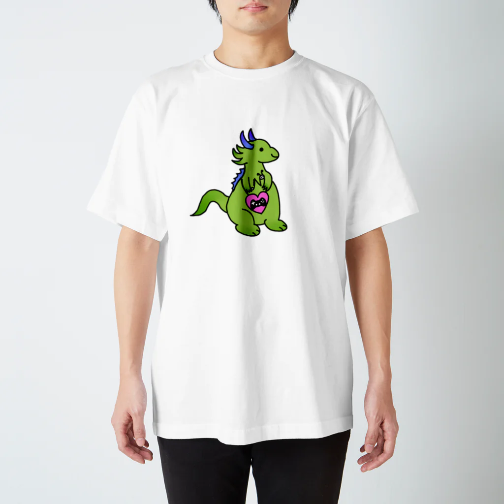 にょぼすけ🦕@あつ森 ゼルダ ゲーム実況のにょぼドラゴン 緑 スタンダードTシャツ