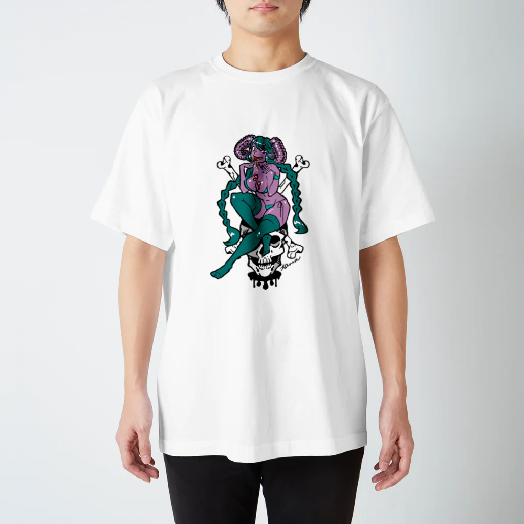 tama.llustrationのロックT ROCK'N PUNK - 悪魔ちゃん  SKULL スタンダードTシャツ