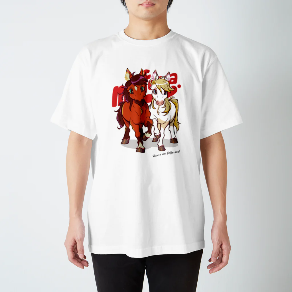 mofuwaのPONY FRIENDS(white) スタンダードTシャツ