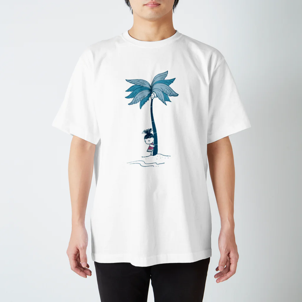 MINI BANANA ゴリラの親子のMINIBANANA ヤシの木と女の子 Regular Fit T-Shirt