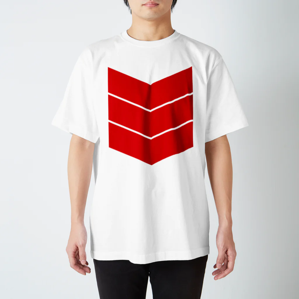 Plastic-Earthの3LINE"RED" スタンダードTシャツ