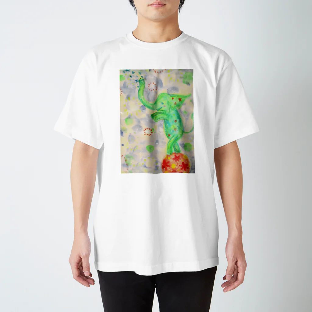 Nacht・Lichtの玉乗りぞうさんTシャツ スタンダードTシャツ