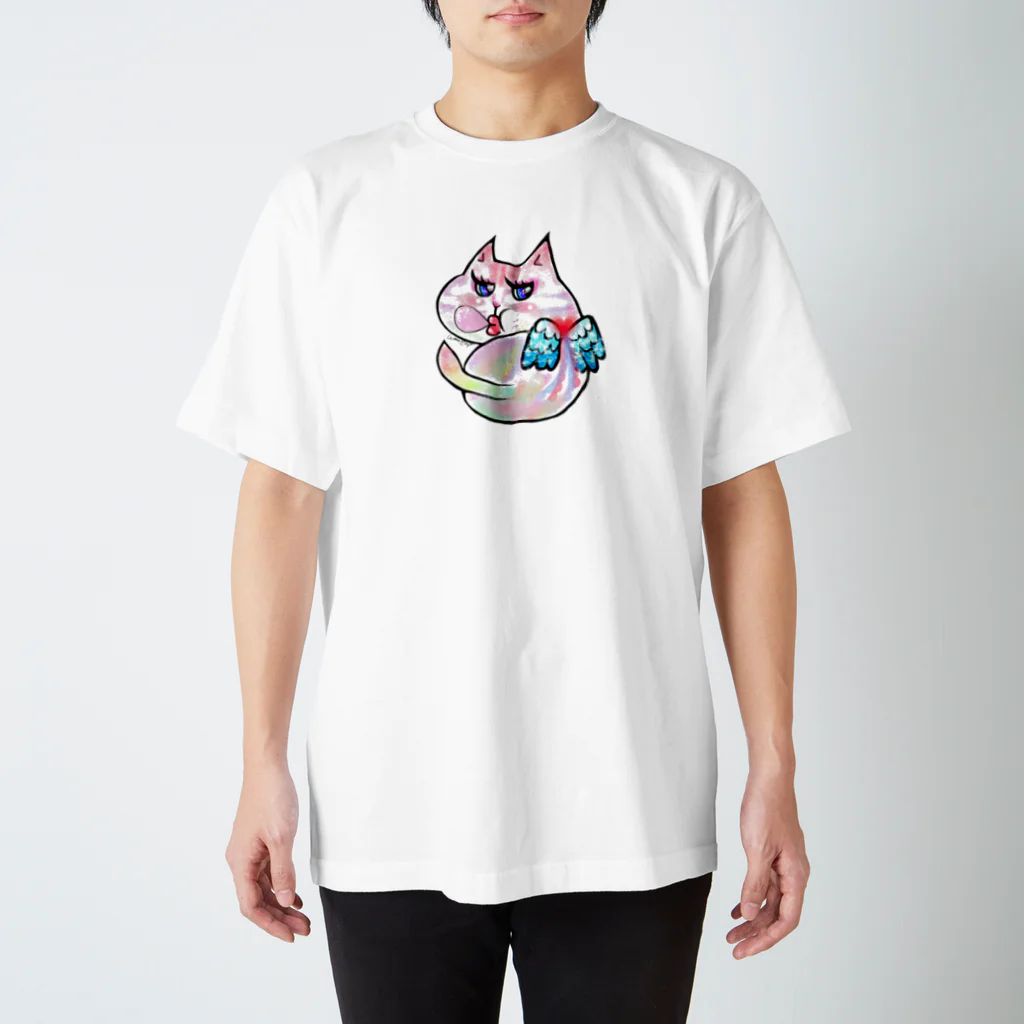 WataMayuroom☆のヤサグレカラフル猫 スタンダードTシャツ