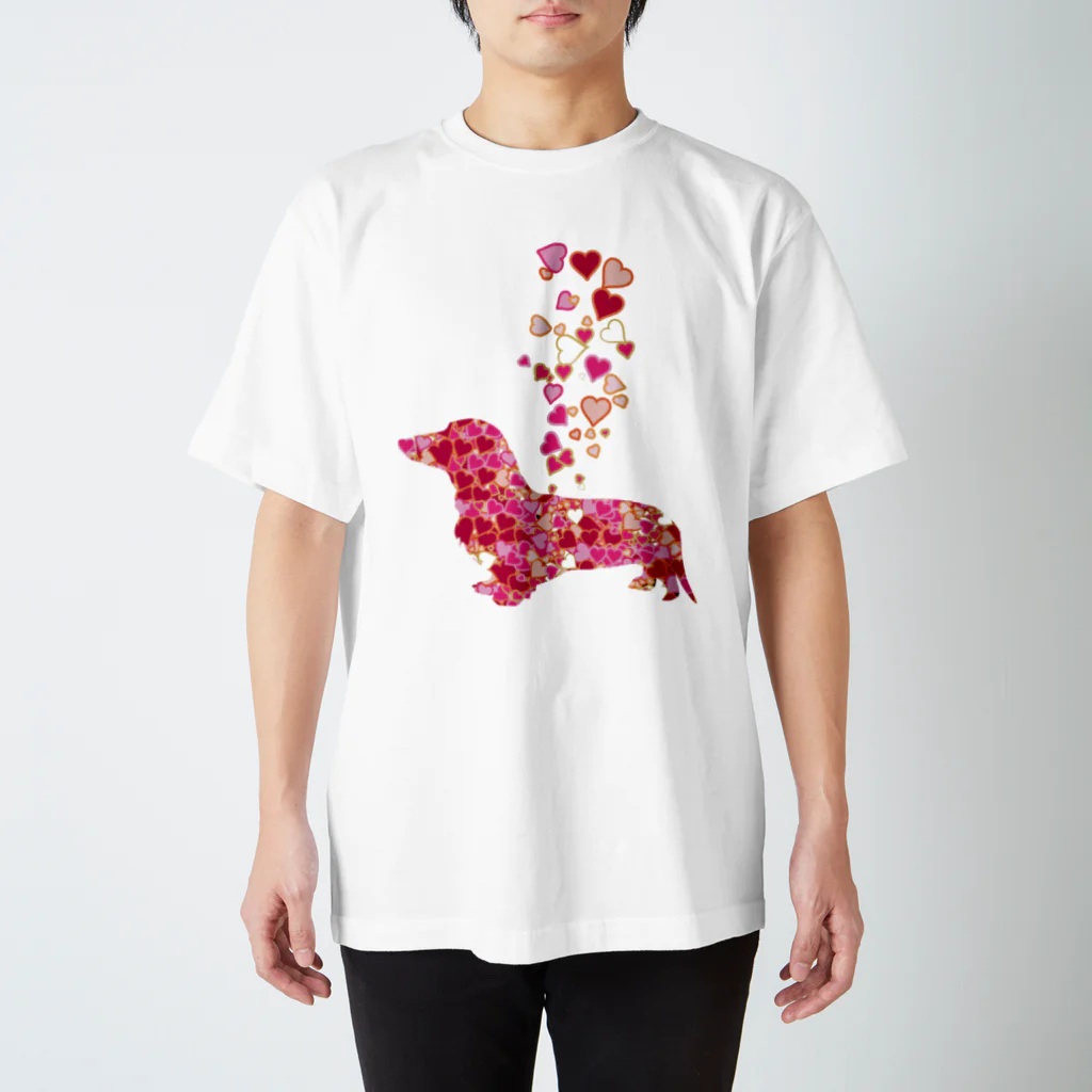 chicodeza by suzuriの可愛いハートのふりかけダックス Regular Fit T-Shirt