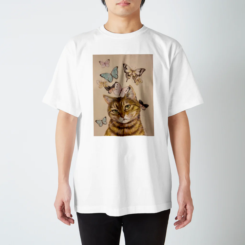 おちょぴの猫に蝶 スタンダードTシャツ