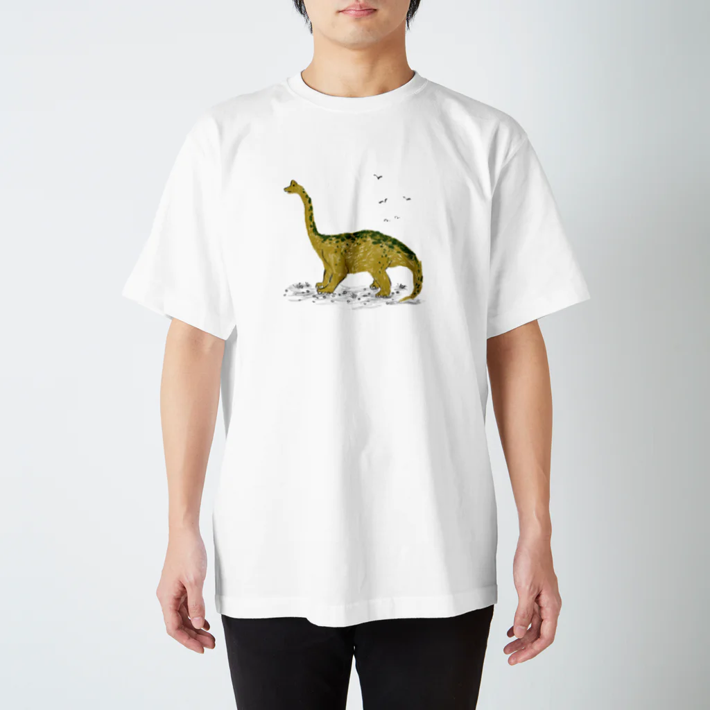 Kanako Okamotoの手描き恐竜ブラキオサウルスTシャツ Regular Fit T-Shirt