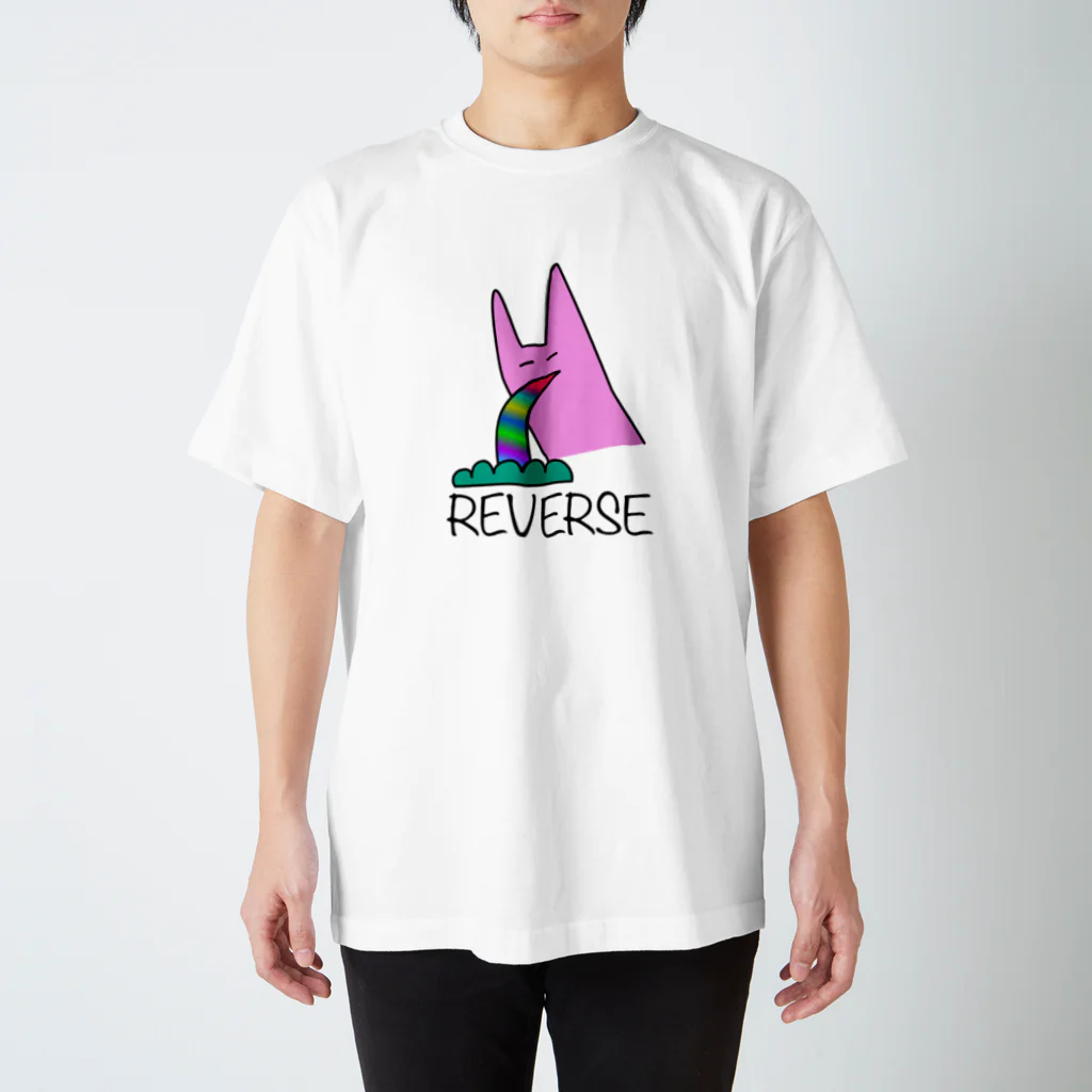 nohinonのピンクうさぎレインボーREVERSE スタンダードTシャツ