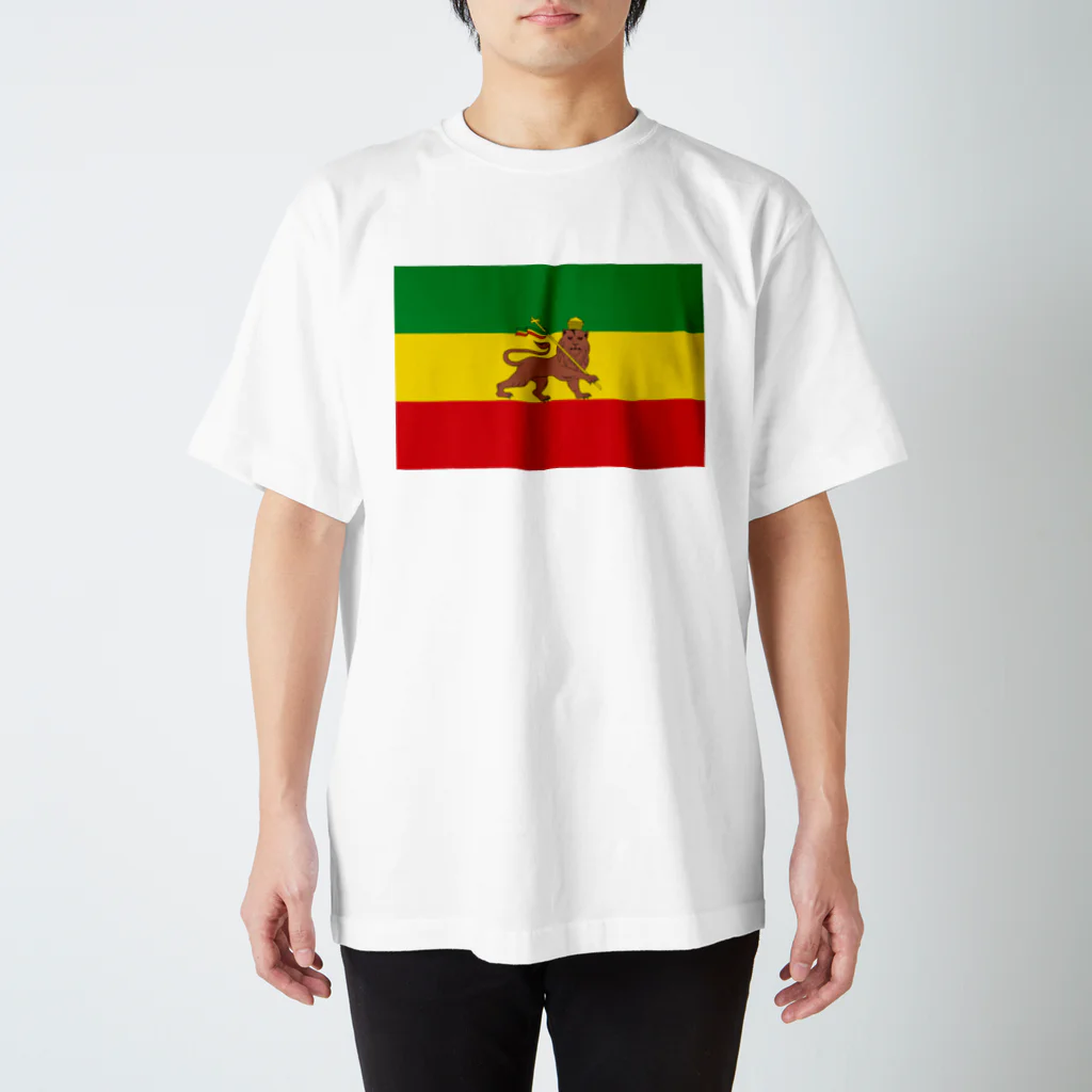 DRIPPEDのRASTAFARI LION FLAG-エチオピア帝国の国旗- Tシャツ Regular Fit T-Shirt