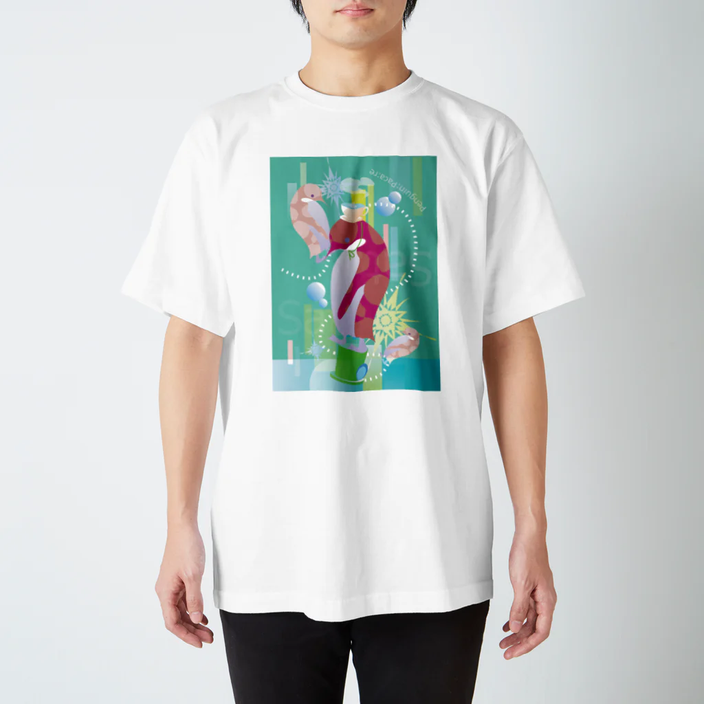 ペンギンパカリのペンギンTeaTime（グリーン） Regular Fit T-Shirt