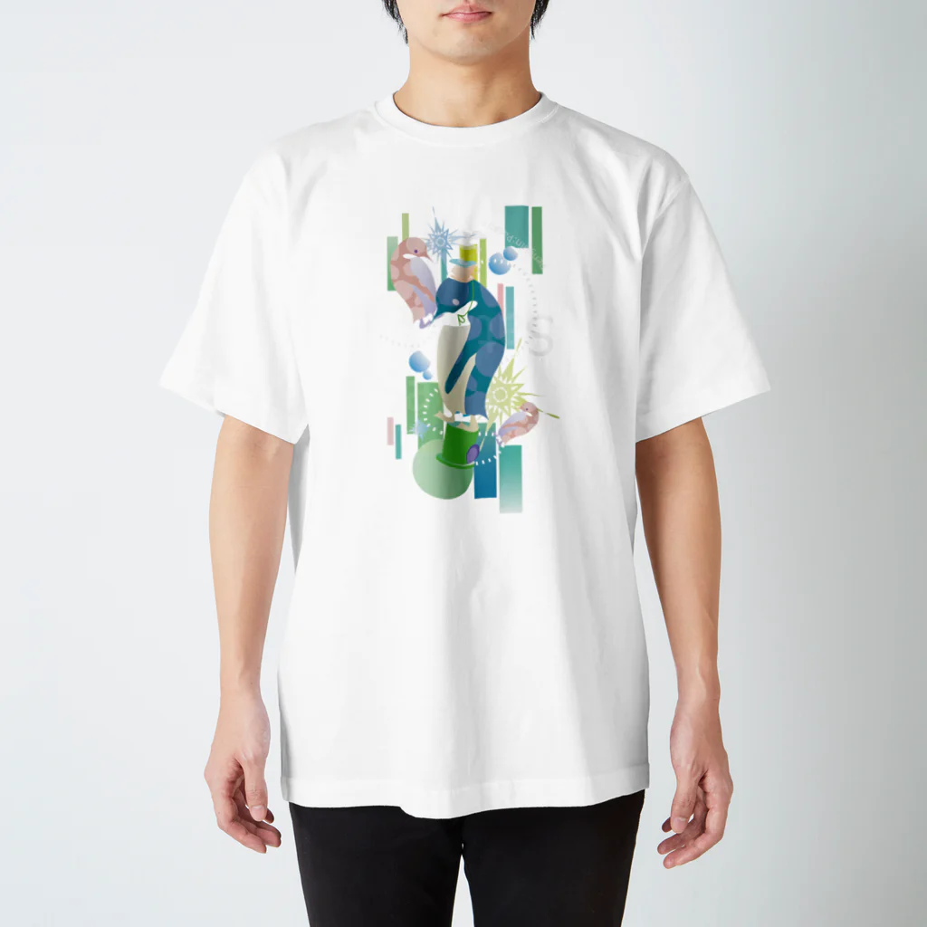 ペンギンパカリのペンギンTeaTime（ターコイズ） スタンダードTシャツ