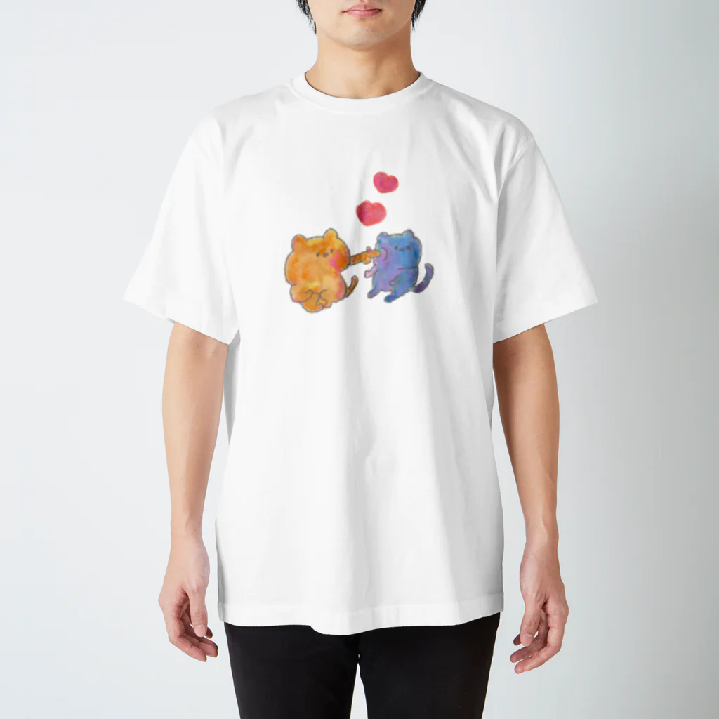 だぎちゃん| クスッとゆるイラストの【ねこ】にじいろどうぶつ スタンダードTシャツ