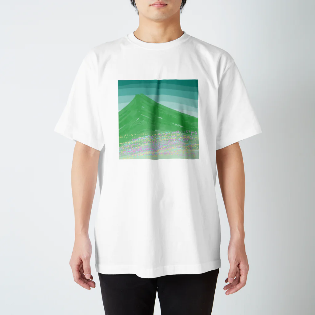 海のサワガニの山と花畑 スタンダードTシャツ