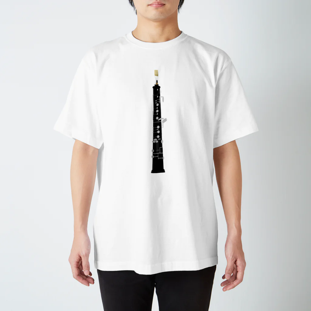 ManDoubleReedShop分店のオーボエイラスト　リードは黒い糸 スタンダードTシャツ