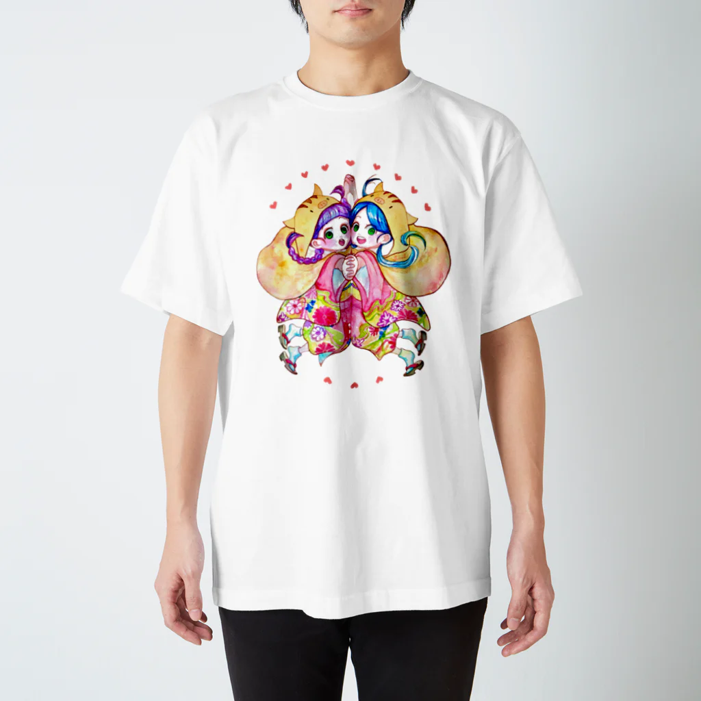 壬本舗 mizu-no-e-hompoのうりぼうずきんのふたごちゃん スタンダードTシャツ