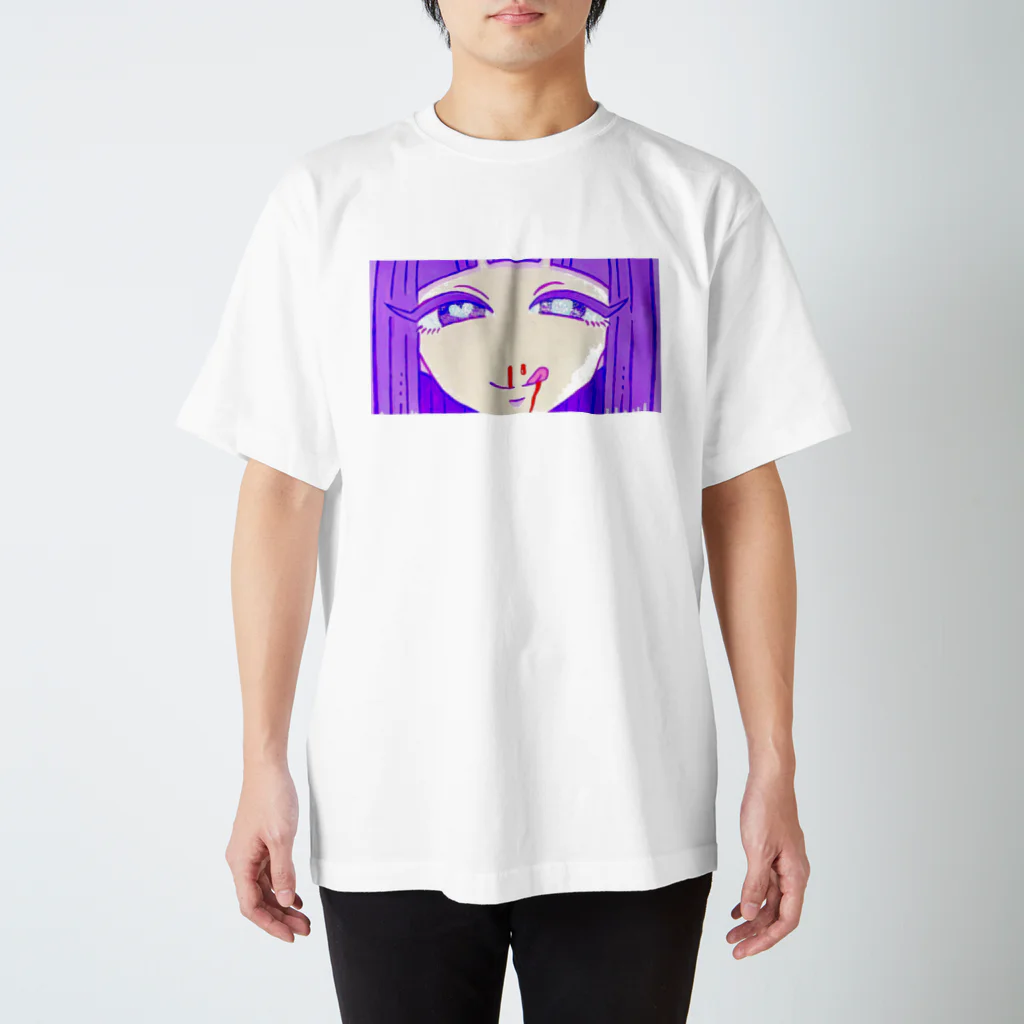 ぬとゐ＝kayoの鼻血女子(パープル) スタンダードTシャツ