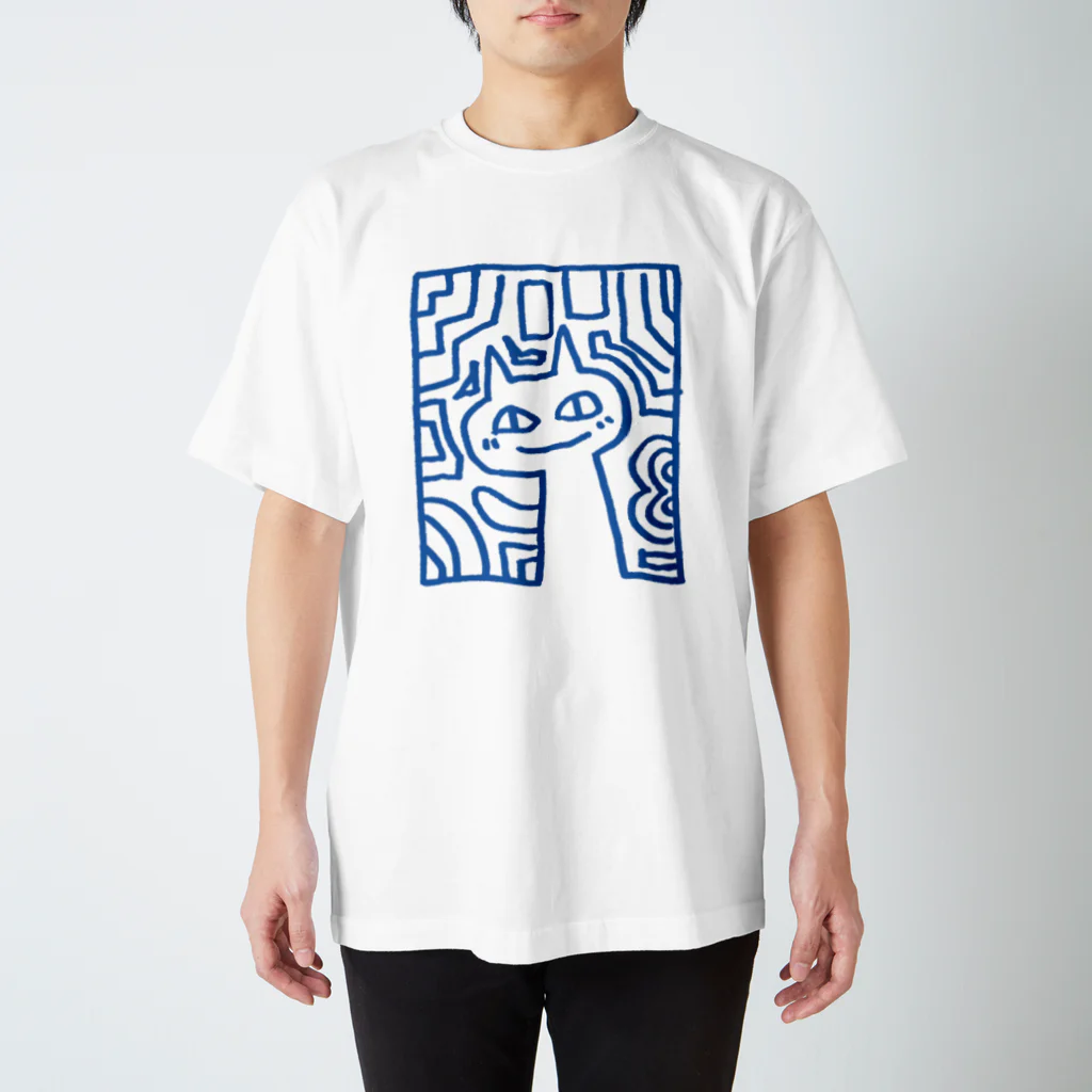 モスクワノマンボウの1分の猫(青) スタンダードTシャツ