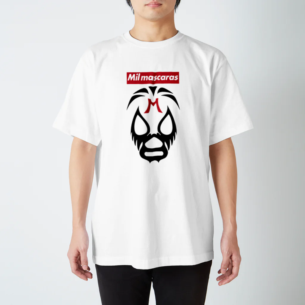 DRIPPEDのMIL MASCARAS-ミル・マスカラス-赤ボックスロゴ Regular Fit T-Shirt