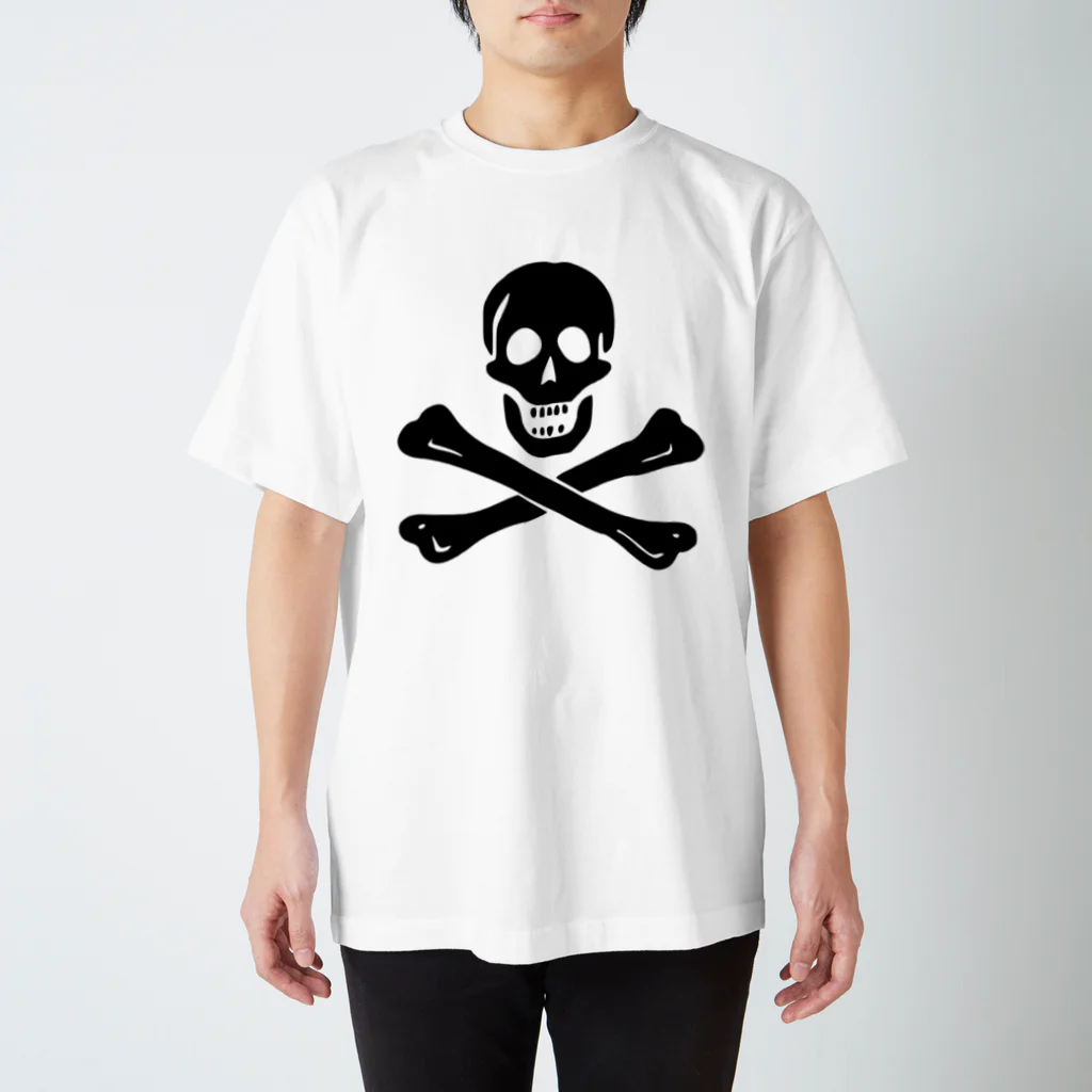 DRIPPEDの海賊旗スカル-Jolly Roger サミュエル・ベラミーの海賊旗-黒ロゴ スタンダードTシャツ