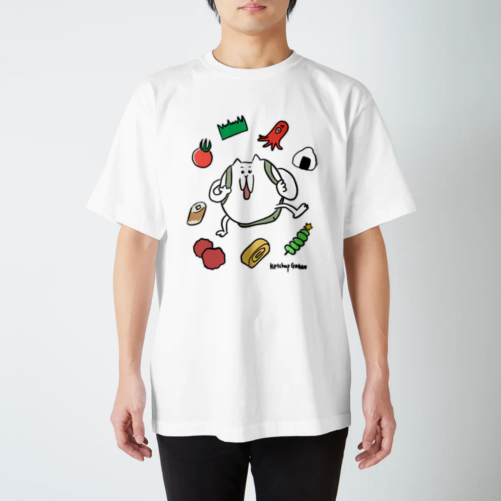 けちゃっぷごはんのお店のピクニック猫さん Regular Fit T-Shirt