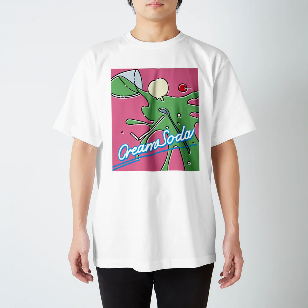 みけんこのぶちまけクリームソーダピンク スタンダードTシャツ