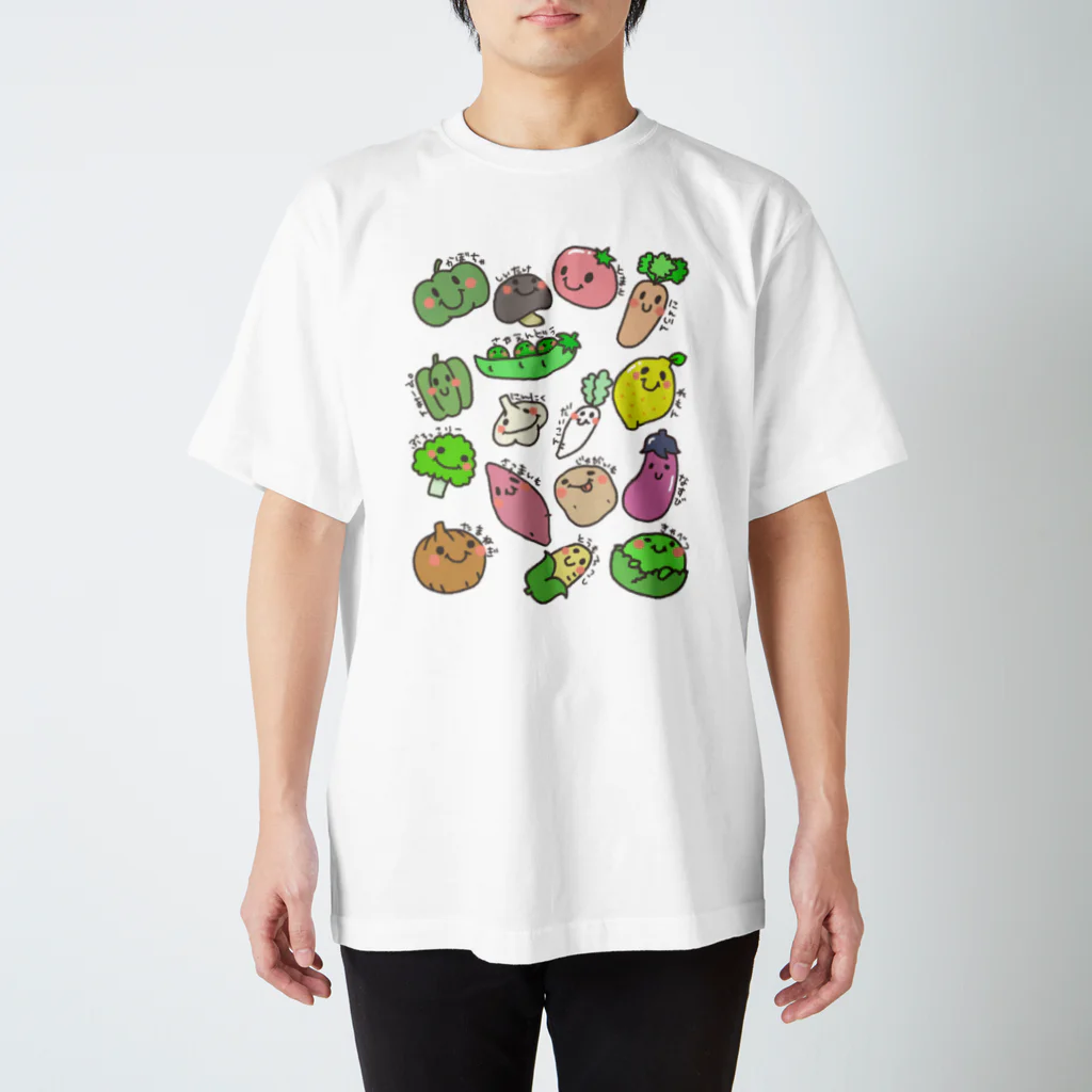 NEKOZE PANDAの野菜の名前Tシャツ スタンダードTシャツ