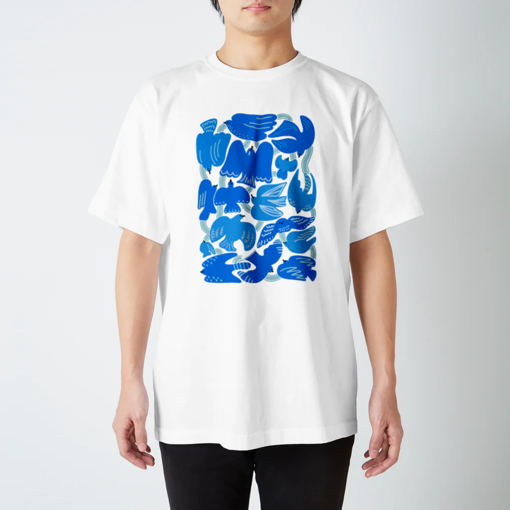 TORIIROTの青い鳥モチーフのデザイン Regular Fit T-Shirt