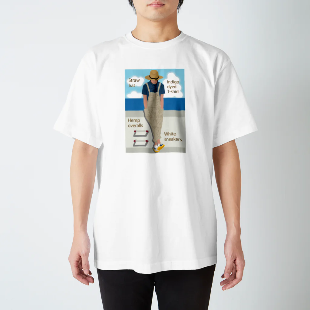 キッズモード某の海と麦わら帽の青年 Regular Fit T-Shirt