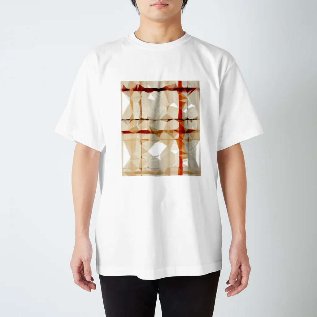 oka__のポリゴンチェック Regular Fit T-Shirt