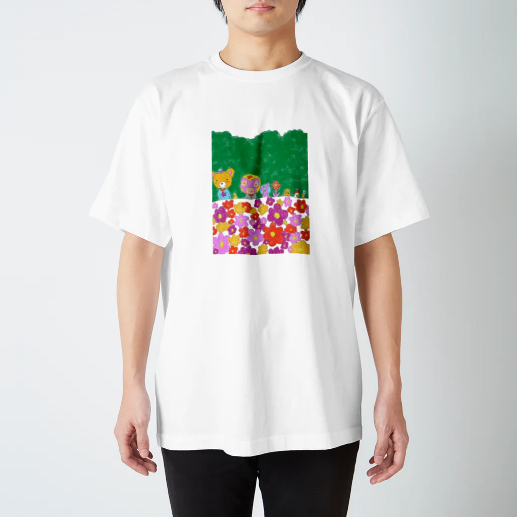 Reborn：ゴロえもんのマスクマン と 花畑 スタンダードTシャツ