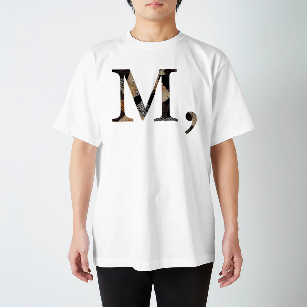 Sweet-TのイニシャルM モノクロドライフラワー  Regular Fit T-Shirt