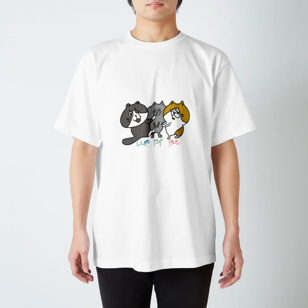 ねこネコ猫cat. 偉人∞のししゃもがんもだいず スタンダードTシャツ