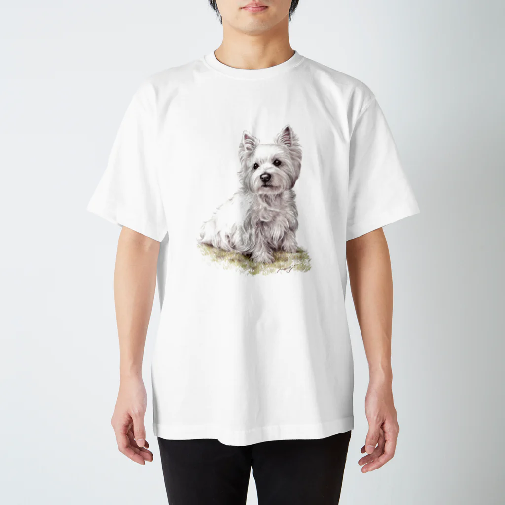 Momojiの犬画のウェスティ2 スタンダードTシャツ