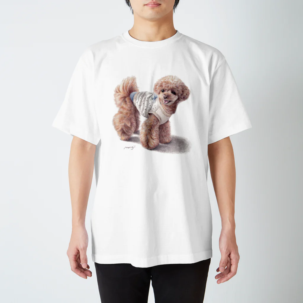 Momojiの犬画のプードル8 スタンダードTシャツ