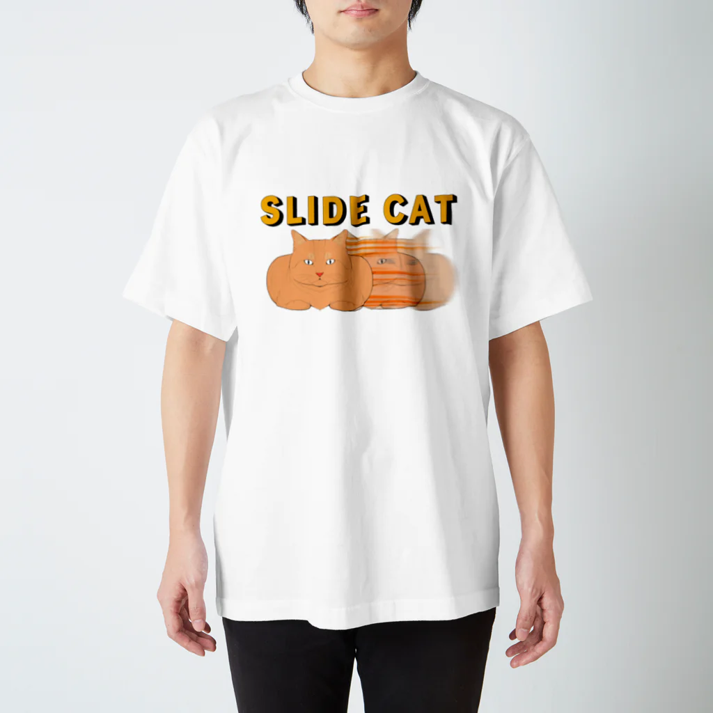 ときお✍︎🦍の横滑り猫Tシャツ- SLIDE CAT Regular Fit T-Shirt