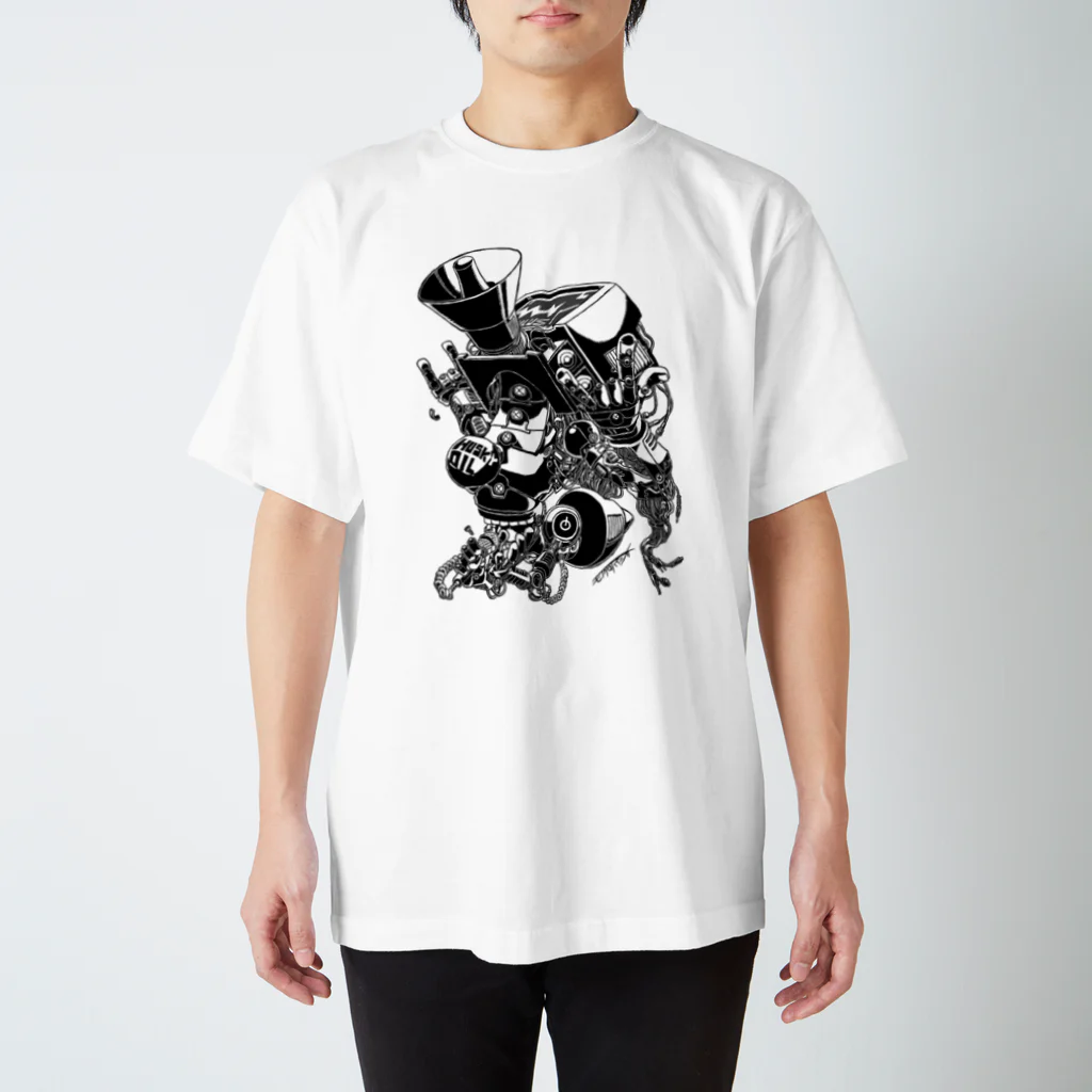 白黒灰脂オリジナルイラストグッズSHOP『熊猫動物園』の【ROCKOLOID SAULUS】type-VOCALIST スタンダードTシャツ