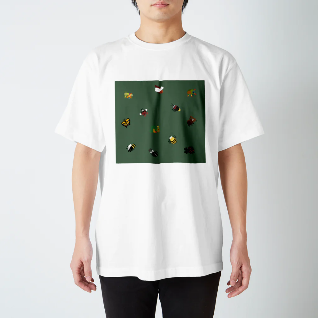 ぴょろりんちょ🐤の色んな昆虫タオルケット緑 Regular Fit T-Shirt