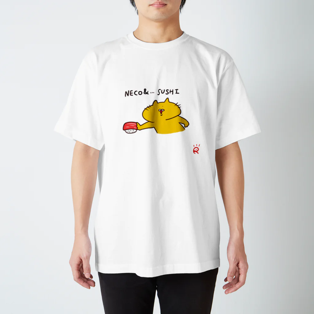 なで肩うさぎの美香堂のネコand寿司 スタンダードTシャツ