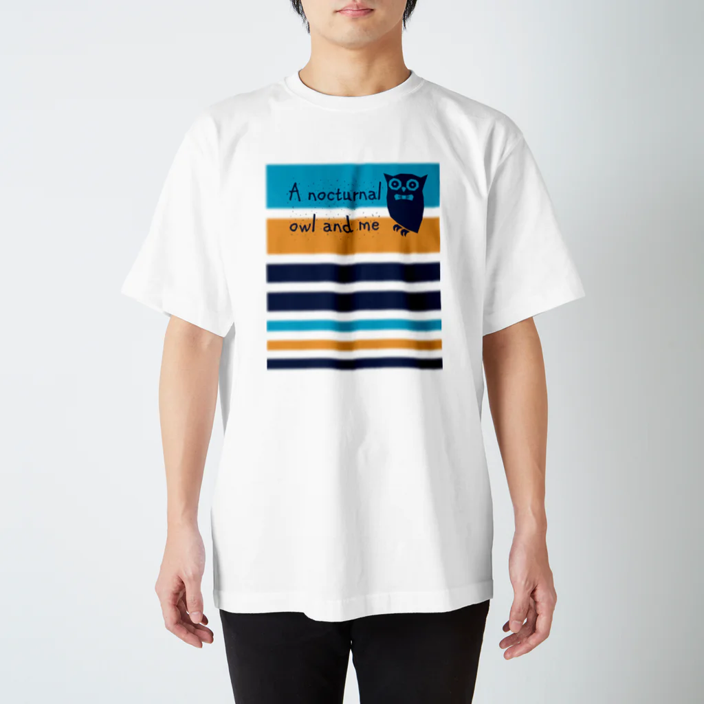 キッズモード某のフクロウとボーダー Regular Fit T-Shirt