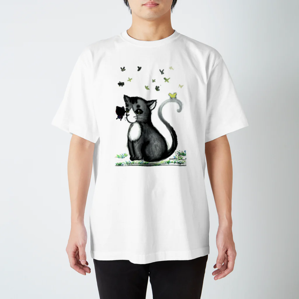 なみなみ・しずかの子猫と蝶 スタンダードTシャツ