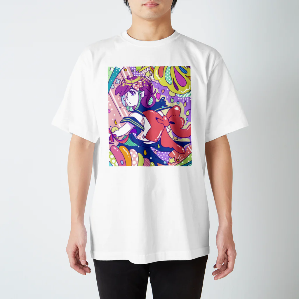 ほんわかマーケットのリボンとおんにゃのこ スタンダードTシャツ