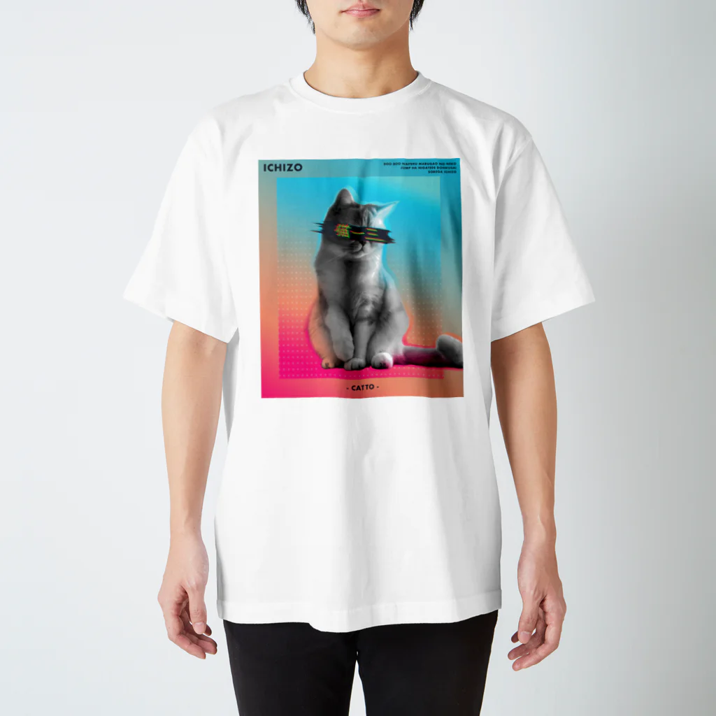 猫ICHIZO公式グッズの目線猫一三 スタンダードTシャツ